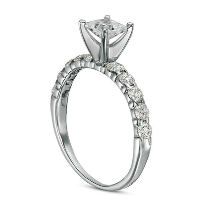 Previously Owned - 1.0 CT. T.W. Princess-Cut Natural Diamond Engagement Ring in Solid 14K White Gold