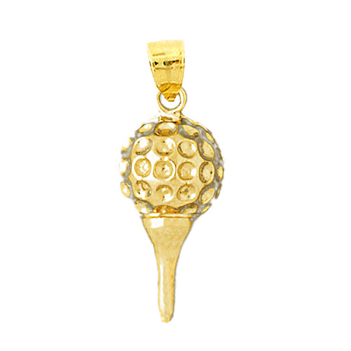 14K Gold Golf Ball and Tee Pendant