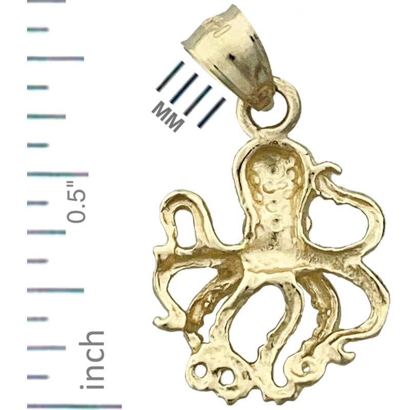 14K Gold Cephalopod Octopus Charm