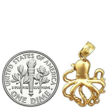 14K Gold Cephalopod Octopus Charm
