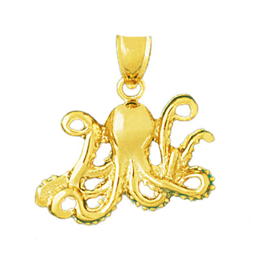 14K Gold 24MM Octopus Pendant