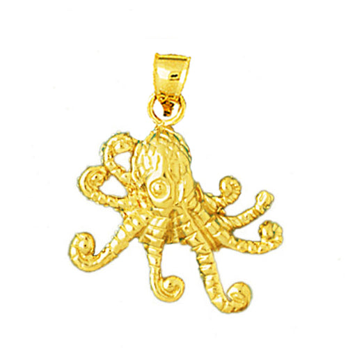 14K Gold 20MM Octopus Pendant