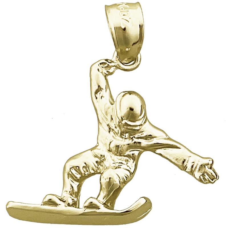 14K Gold Snowboarder Pendant