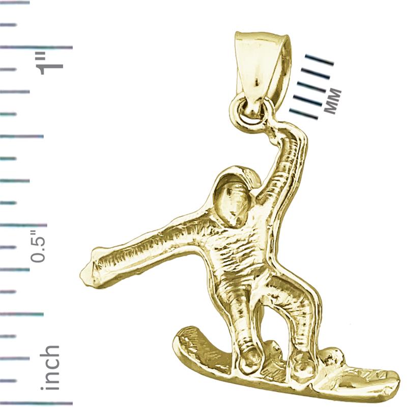 14K Gold Snowboarder Pendant