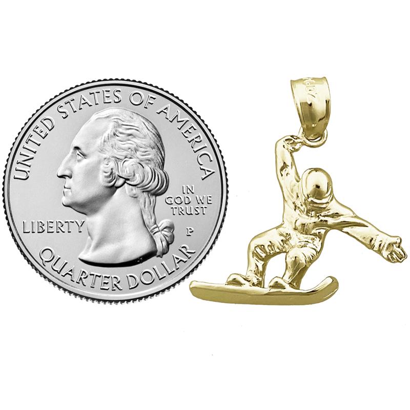 14K Gold Snowboarder Pendant