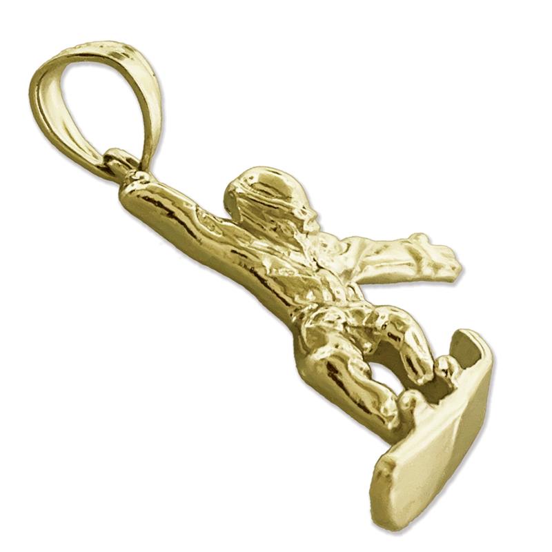 14K Gold Snowboarder Pendant