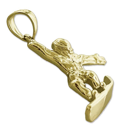 14K Gold Snowboarder Pendant