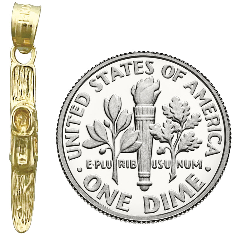 14K Gold 3D Snow Ski Board Charm