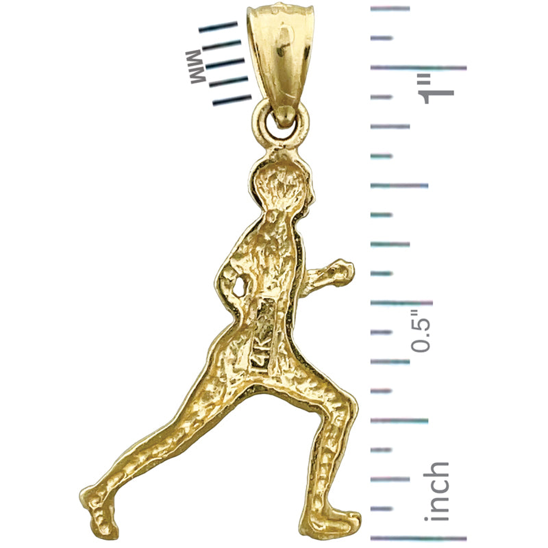 14K Gold Sports Male Runner Pendant