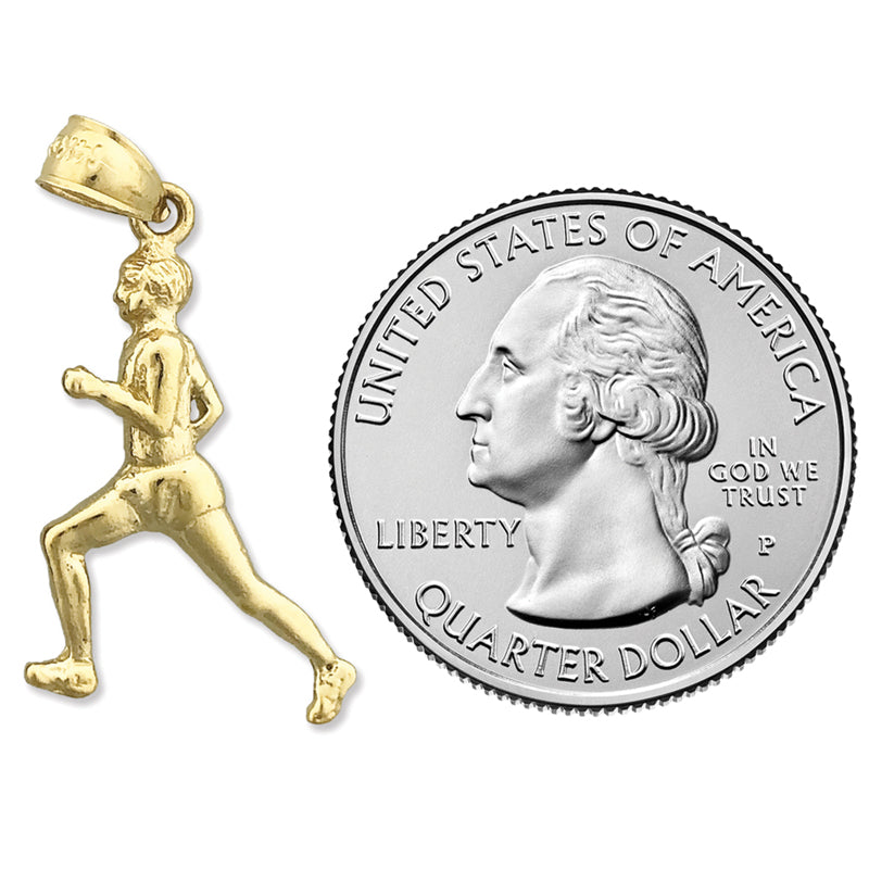 14K Gold Sports Male Runner Pendant