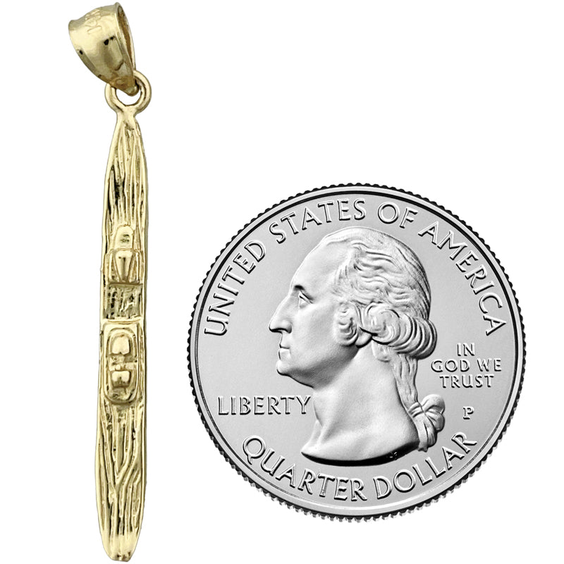 14K Gold 3D Water Ski Pendant