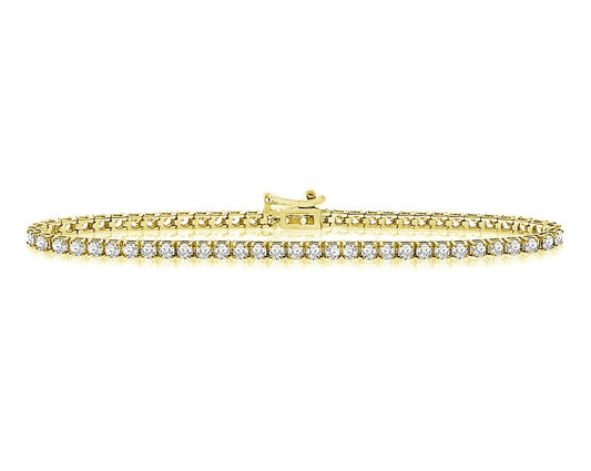2 ct. tw. Four-Prong Natural Diamond Tennis Bracelet in 14k Yellow Gold