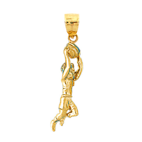 14K Gold 3D Basketball Boy Charm