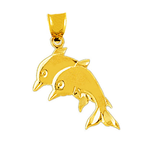 14K Gold 20MM Duo Dolphins Charm