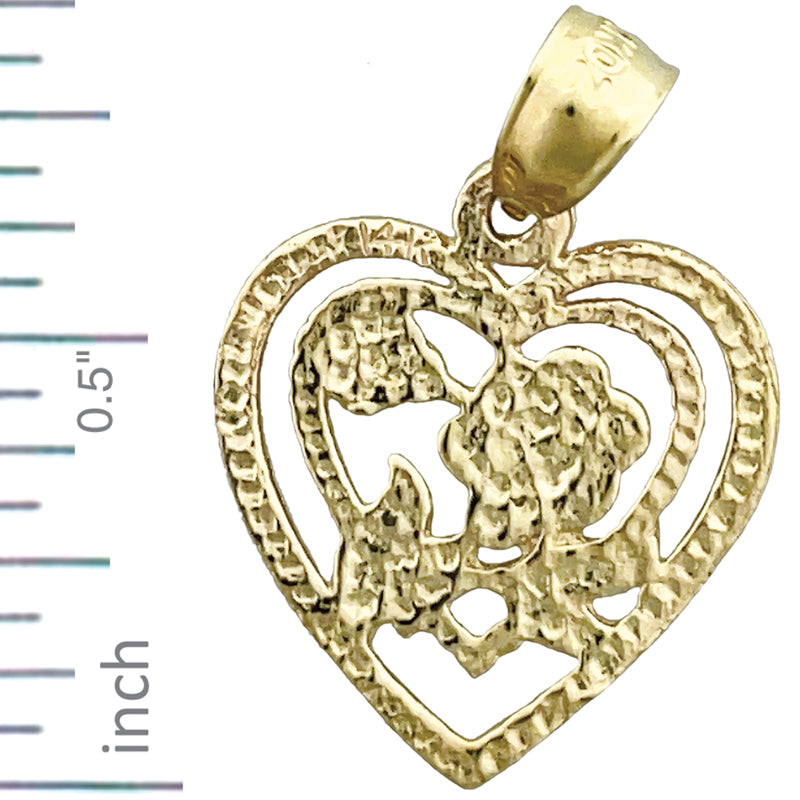 14K Gold Flower In A Heart Charm
