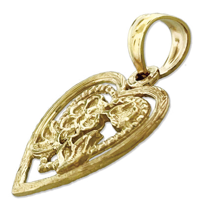 14K Gold Flower In A Heart Charm