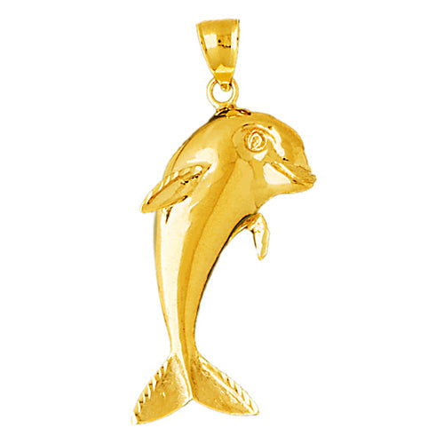 14K Gold 38MM Cetacean Dolphin Pendant