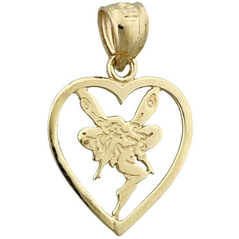 14K Gold Tinkerbell In Heart Charm