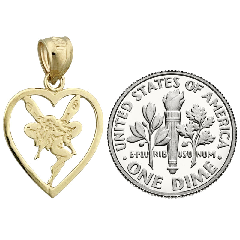 14K Gold Tinkerbell In Heart Charm