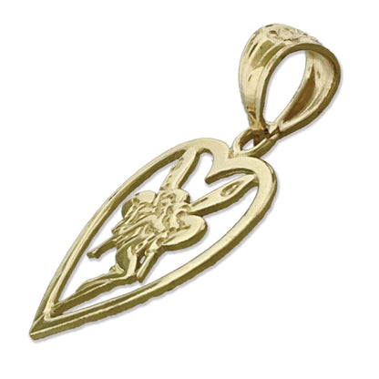 14K Gold Tinkerbell In Heart Charm