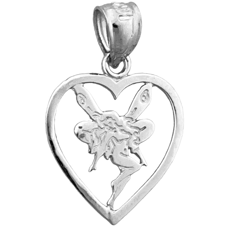 14K Gold Tinkerbell In Heart Charm