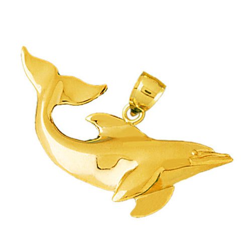 14K Gold Dolphin Swimming Pendant