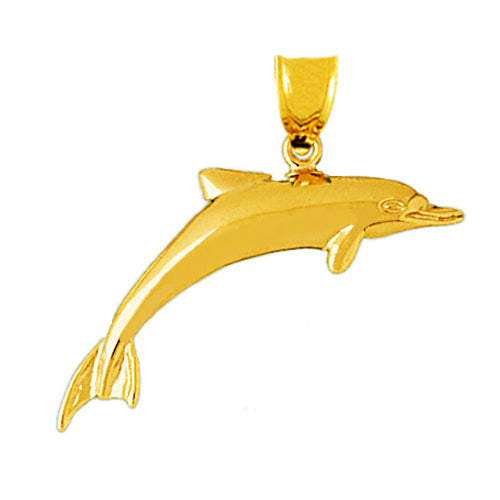 14K Gold Swimming Dolphin Pendant