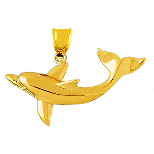 14K Gold Cetacean Dolphin Pendant