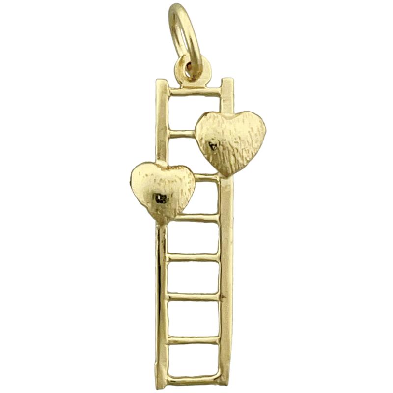 14K Gold Two Hearts with Ladder Charm