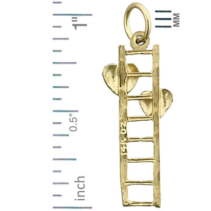 14K Gold Two Hearts with Ladder Charm