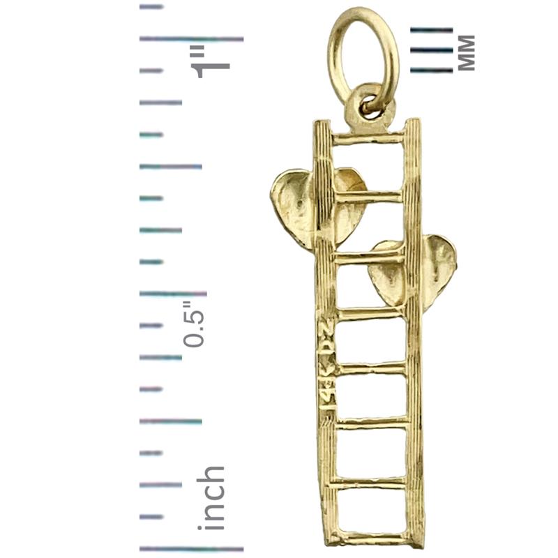 14K Gold Two Hearts with Ladder Charm