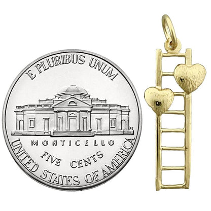 14K Gold Two Hearts with Ladder Charm