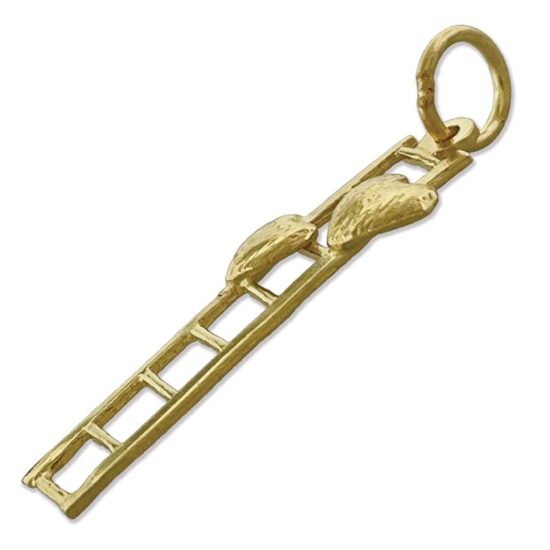14K Gold Two Hearts with Ladder Charm