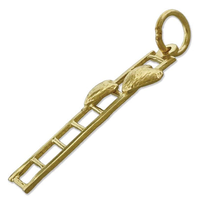 14K Gold Two Hearts with Ladder Charm