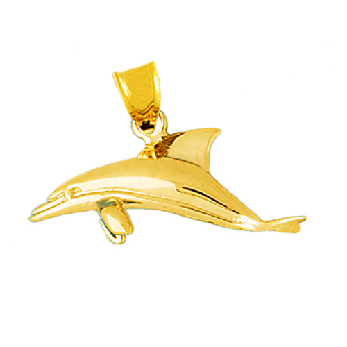 14K Gold 34MM Cetacean Dolphin Pendant