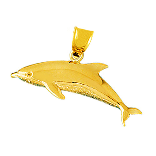 14K Gold Cetacean Dolphin Sealife Pendant