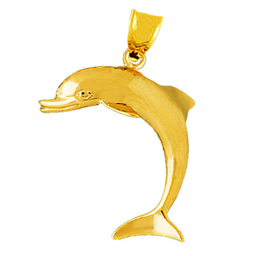 14K Gold 30MM Dolphin Pendant