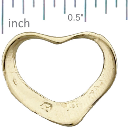 14K Gold Floating Heart Charm Slide