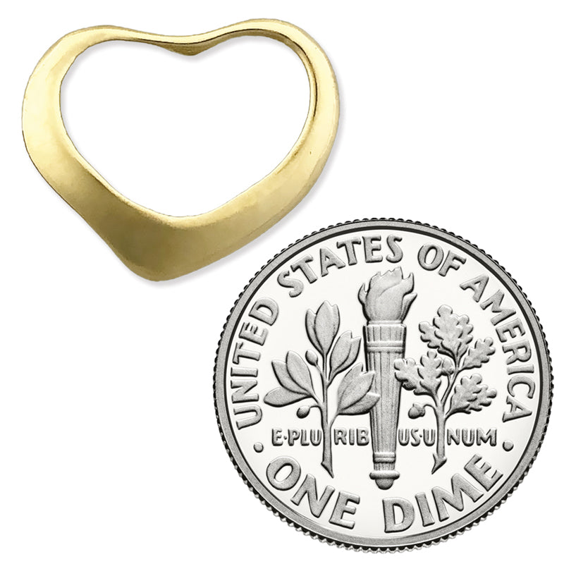 14K Gold Floating Heart Charm Slide