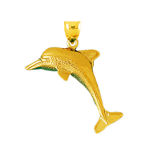 14K Gold 35MM Dolphin Pendant