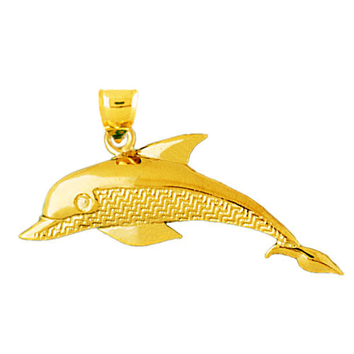 14K Gold 44MM Dolphin Pendant
