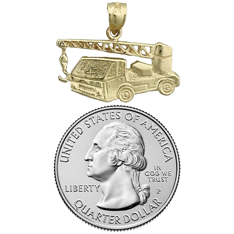 14K Gold Truck Mounted Crane Pendant