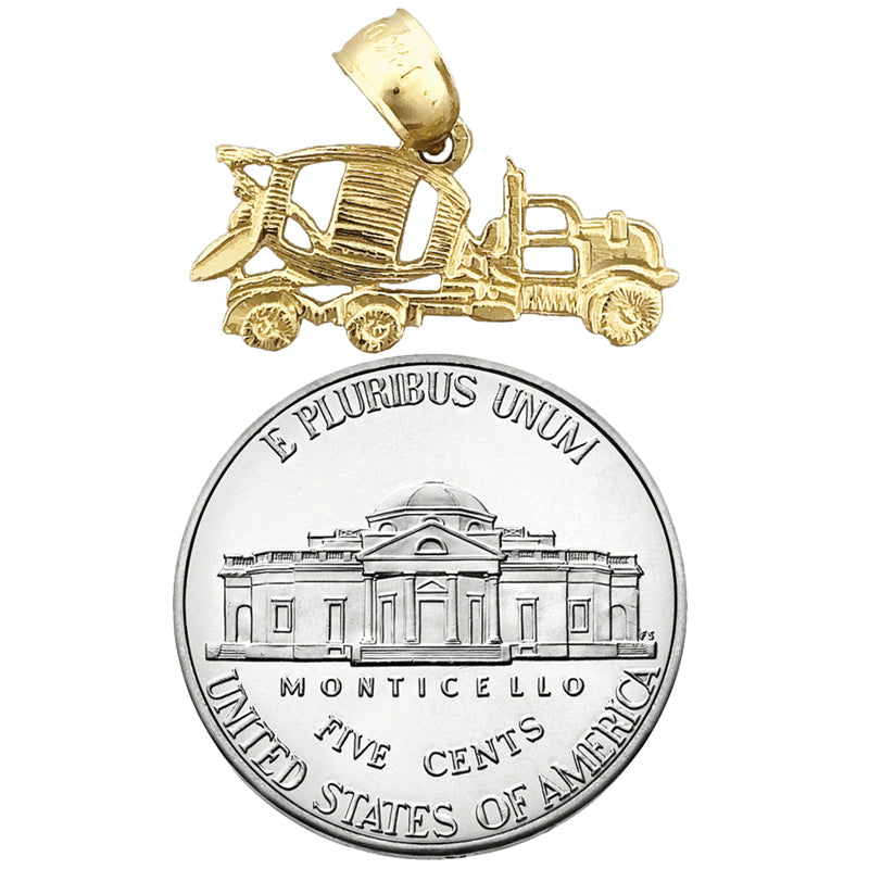 14K Gold Concrete Mixer Truck Charm