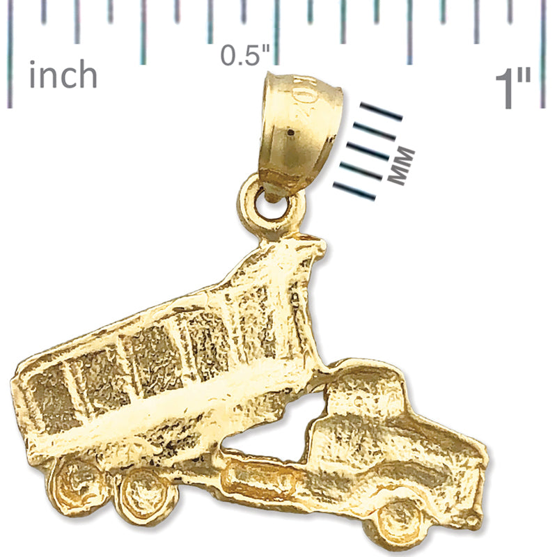 14K Gold Dump Truck Charm