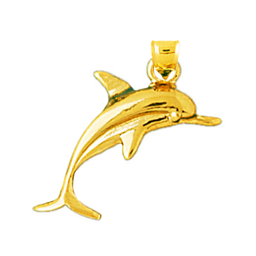 14K Gold 24MM Dolphin Charm