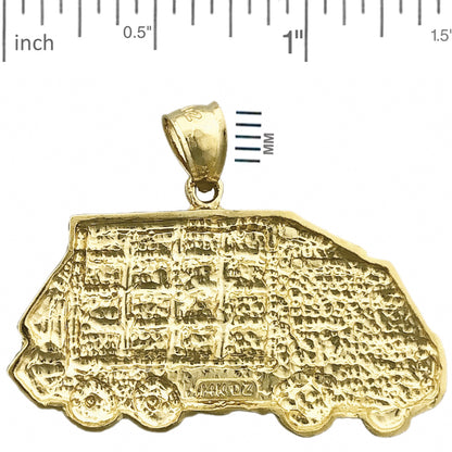 Solid 14K Yellow or White Gold Trash Dump Truck Pendant