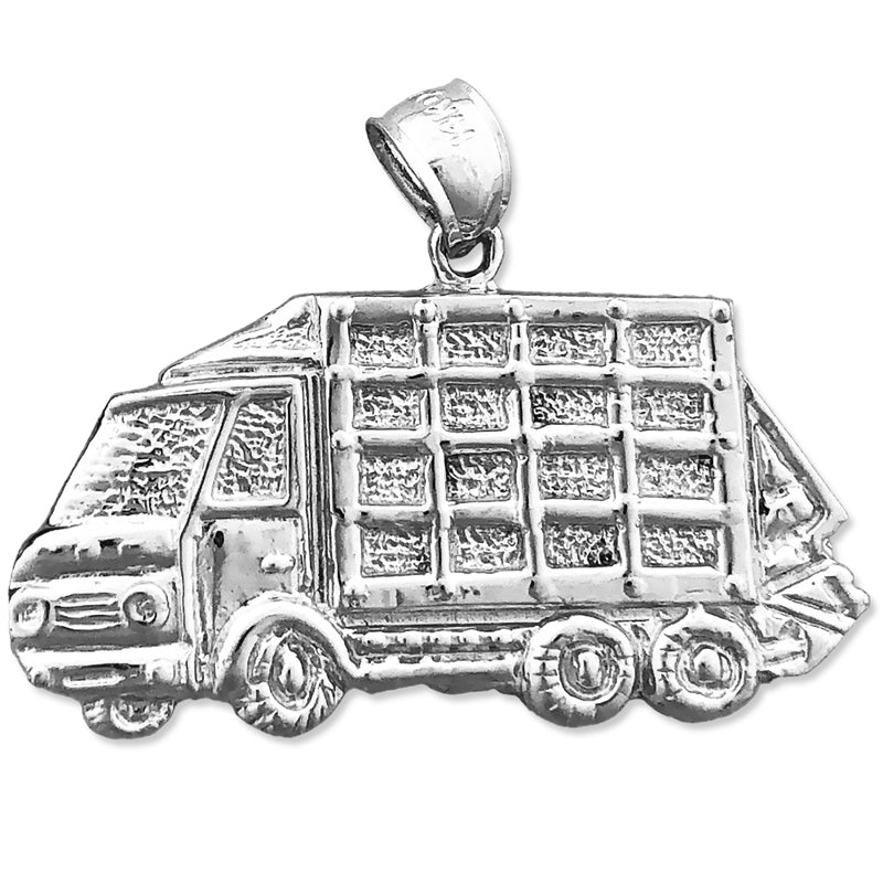 Solid 14K Yellow or White Gold Trash Dump Truck Pendant