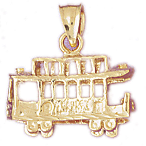 14K Gold 3-D Cable Car Trolley Charm