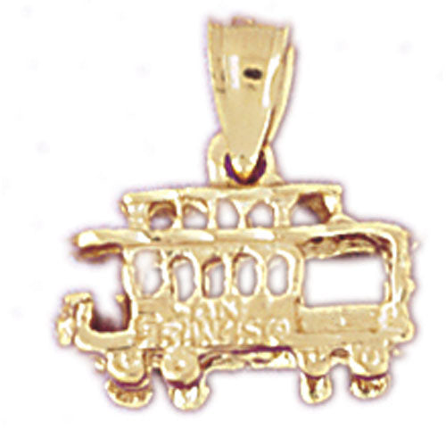 14K Gold 3D Cable Car Trolley Charm