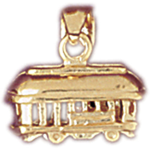 14K Gold 3D Tram Trolley Charm
